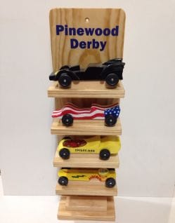 pinewood derby car display