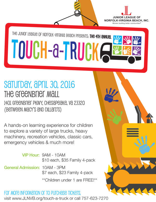 Touch A Truck to benefit the Junior League of Norfolk-Virginia Beach