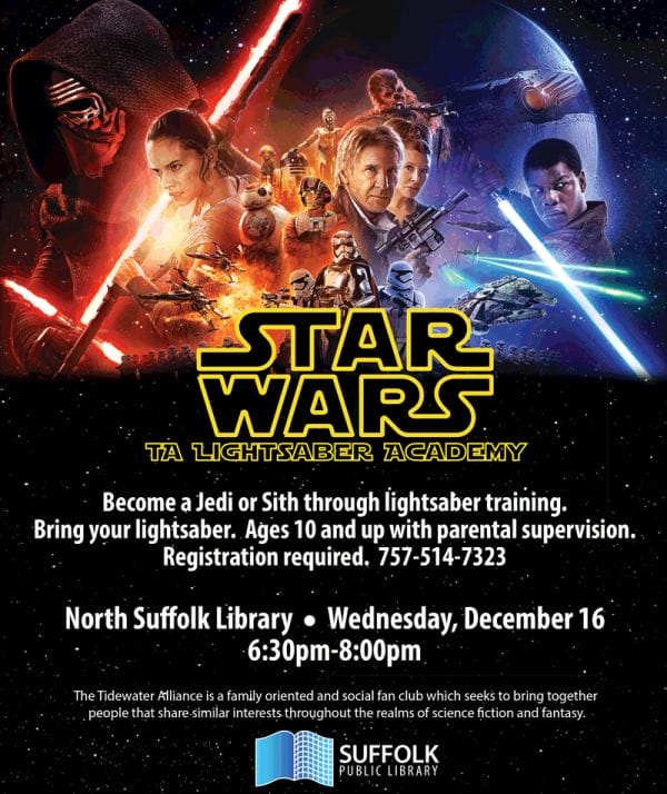 Light Saber Academy at Suffolk Public Library