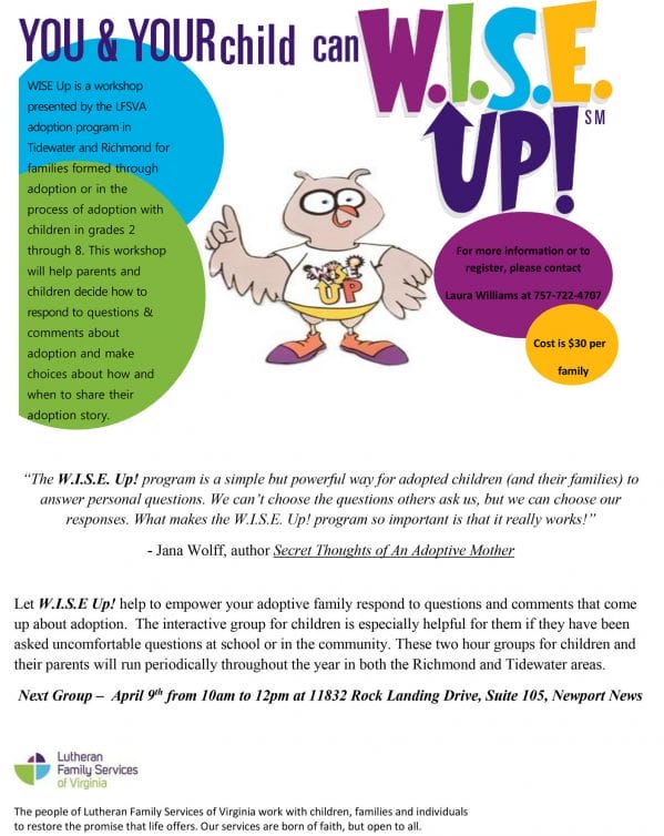 WISE UP Program for Adoptive Families in Hampton Roads