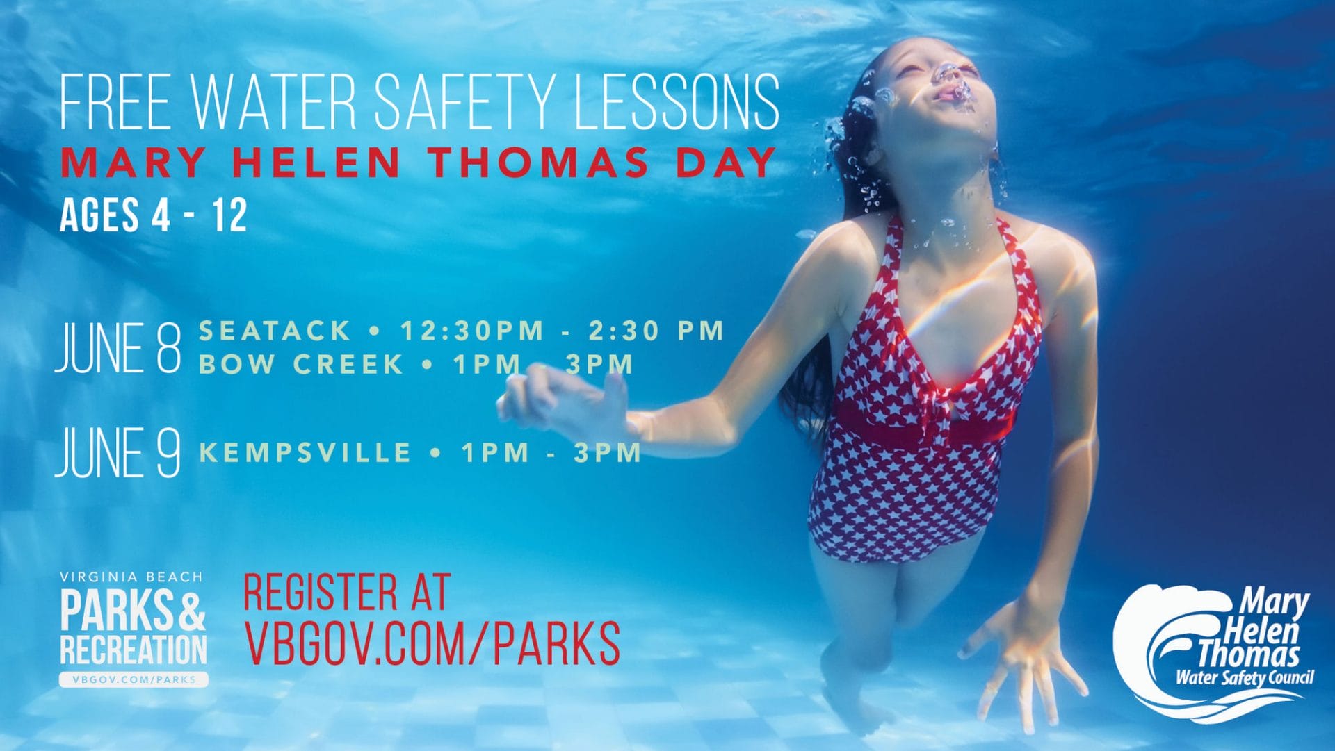 Mary Helen Thomas Day - Free Water Safety Lessons