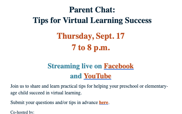 Parent Chat: Tips for Virtual Learning Success