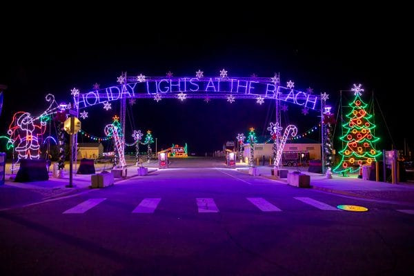 Example of the light display at BayPort Credit Union Holiday Lights at the Beach, presented by Food Lion