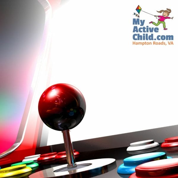 computer screen and gaming joystick with myactivechild logo