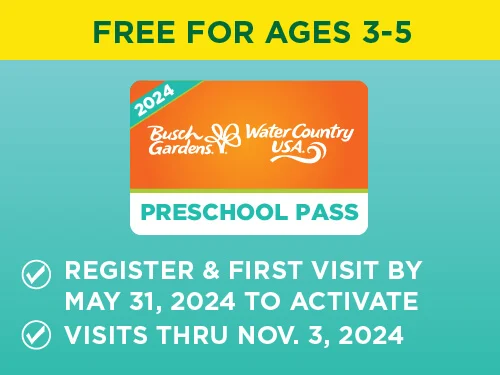 Busch Gardens 2024 Preschool Pass